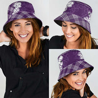 Hawaii Aloha Plumeria Lei Violet Palaka Bucket Hat - Polynesian Pride