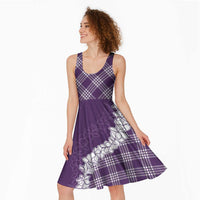 Hawaii Aloha Plumeria Lei Violet Palaka Midi Dress - Polynesian Pride