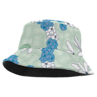 Hawaii Anthurium Tiare Pikake Lei Bucket Hat Omaomao Lauhala Art Pattern