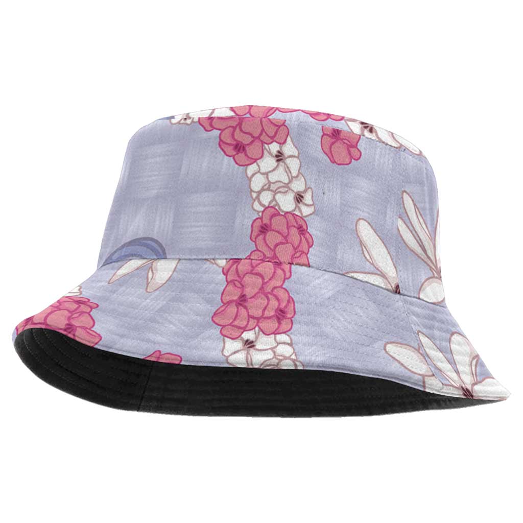 Hawaii Anthurium Tiare Pikake Lei Bucket Hat Poni Lauhala Art Pattern