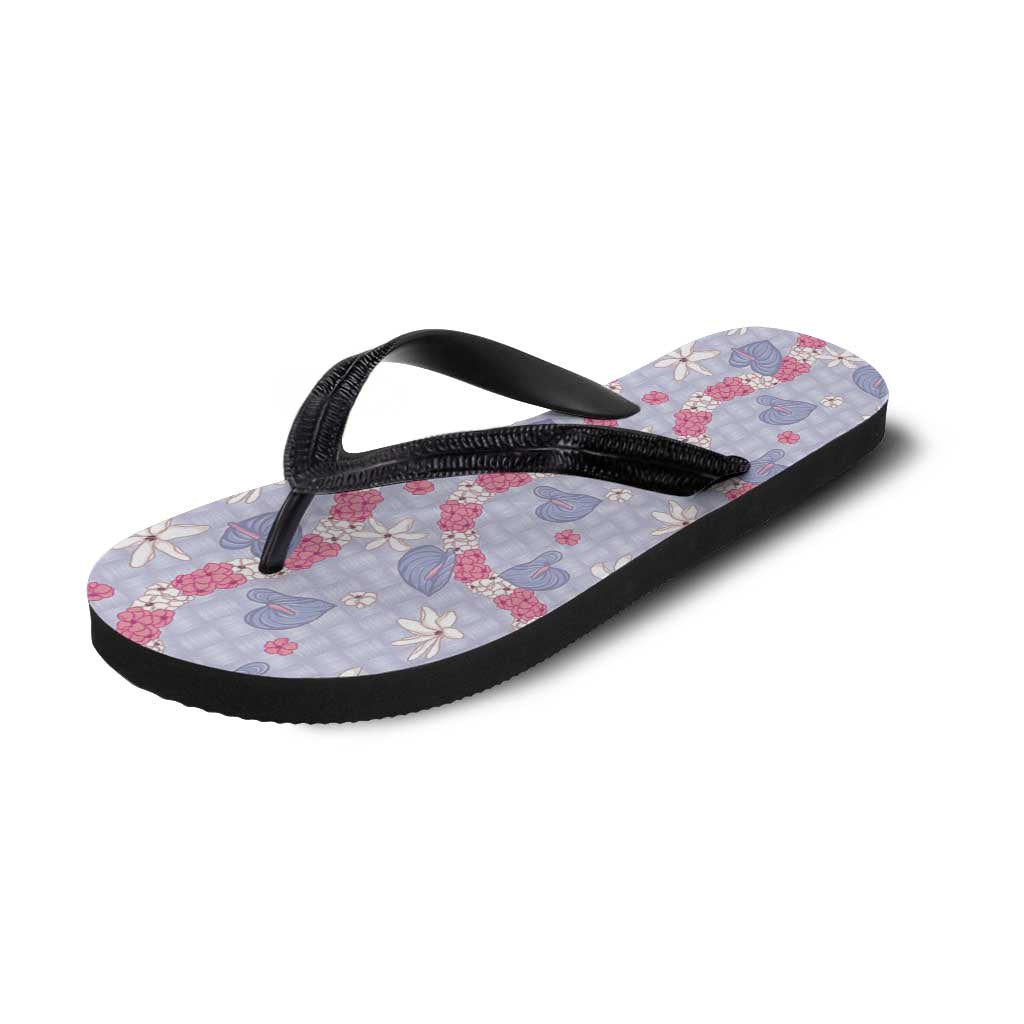 Hawaii Anthurium Tiare Pikake Lei Flip Flops Poni Lauhala Art Pattern