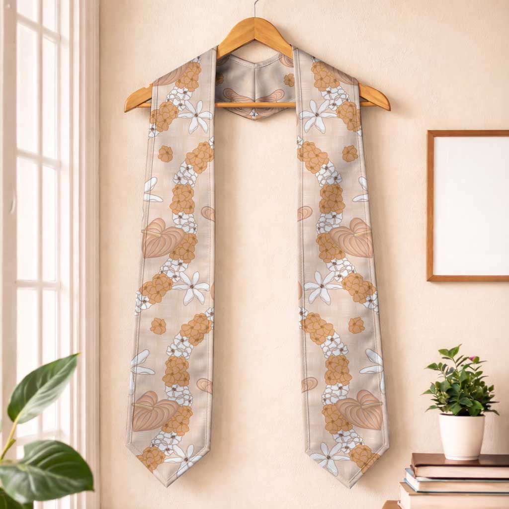 Hawaii Anthurium Tiare Pikake Lei Graduation Stole Alani Lauhala Art Pattern