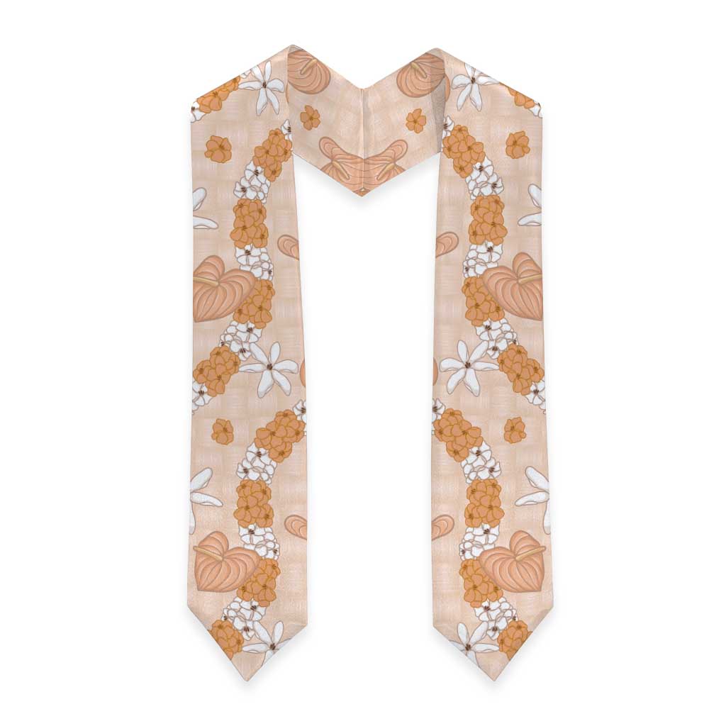 Hawaii Anthurium Tiare Pikake Lei Graduation Stole Alani Lauhala Art Pattern