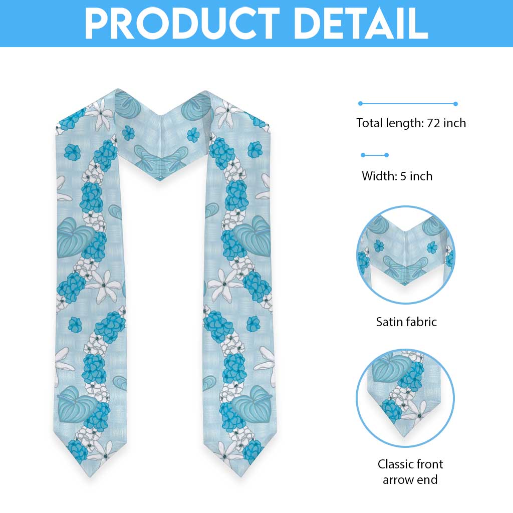 Hawaii Anthurium Tiare Pikake Lei Graduation Stole UliUli Lauhala Art Pattern
