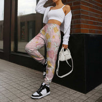Hawaii Anthurium Tiare Pikake Lei Jogger Pants Akala Lauhala Art Pattern