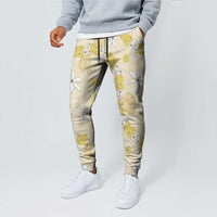 Hawaii Anthurium Tiare Pikake Lei Jogger Pants Melemele Lauhala Art Pattern
