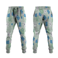 Hawaii Anthurium Tiare Pikake Lei Jogger Pants Omaomao Lauhala Art Pattern