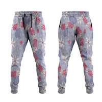 Hawaii Anthurium Tiare Pikake Lei Jogger Pants Poni Lauhala Art Pattern