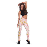 Hawaii Anthurium Tiare Pikake Lei Leggings Akala Lauhala Art Pattern