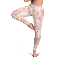 Hawaii Anthurium Tiare Pikake Lei Leggings Akala Lauhala Art Pattern