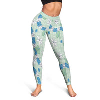 Hawaii Anthurium Tiare Pikake Lei Leggings Omaomao Lauhala Art Pattern