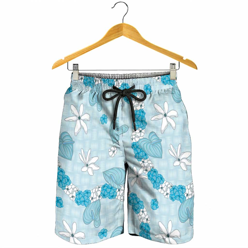 Hawaii Anthurium Tiare Pikake Lei Shorts for Men UliUli Lauhala Art Pattern