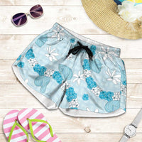 Hawaii Anthurium Tiare Pikake Lei Shorts for Women UliUli Lauhala Art Pattern
