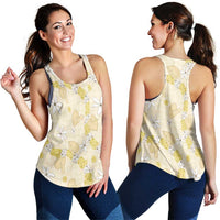 Hawaii Anthurium Tiare Pikake Lei Women Racerback Tank Melemele Lauhala Art Pattern