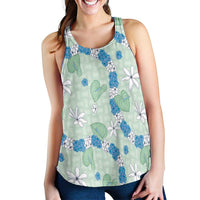 Hawaii Anthurium Tiare Pikake Lei Women Racerback Tank Omaomao Lauhala Art Pattern