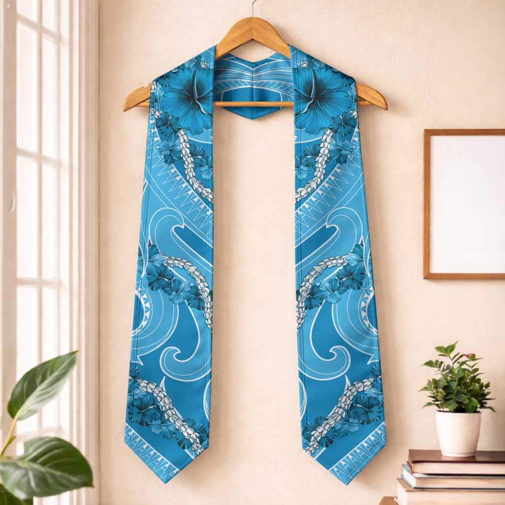 Hawaii Blue Hibiscus Pikake Lei Graduation Stole