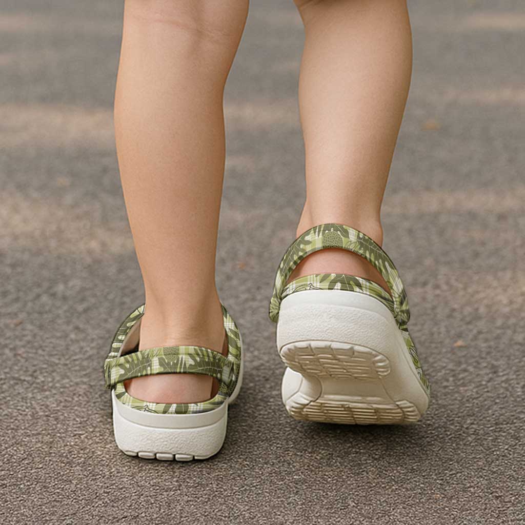 Hawaii Breadfruit Palaka Clogs Shoes Omaomao Maile Lei - Polynesian Pride