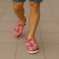 Hawaii Breadfruit Palaka Clogs Shoes Ulaula Maile Lei - Polynesian Pride