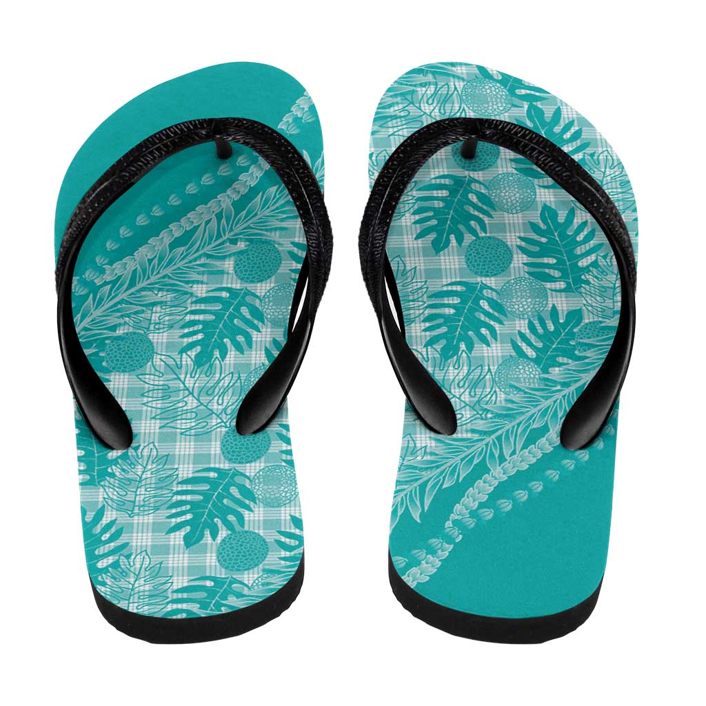 Hawaii Breadfruit Palaka Flip Flops Polu Opal Maile Lei - Polynesian Pride