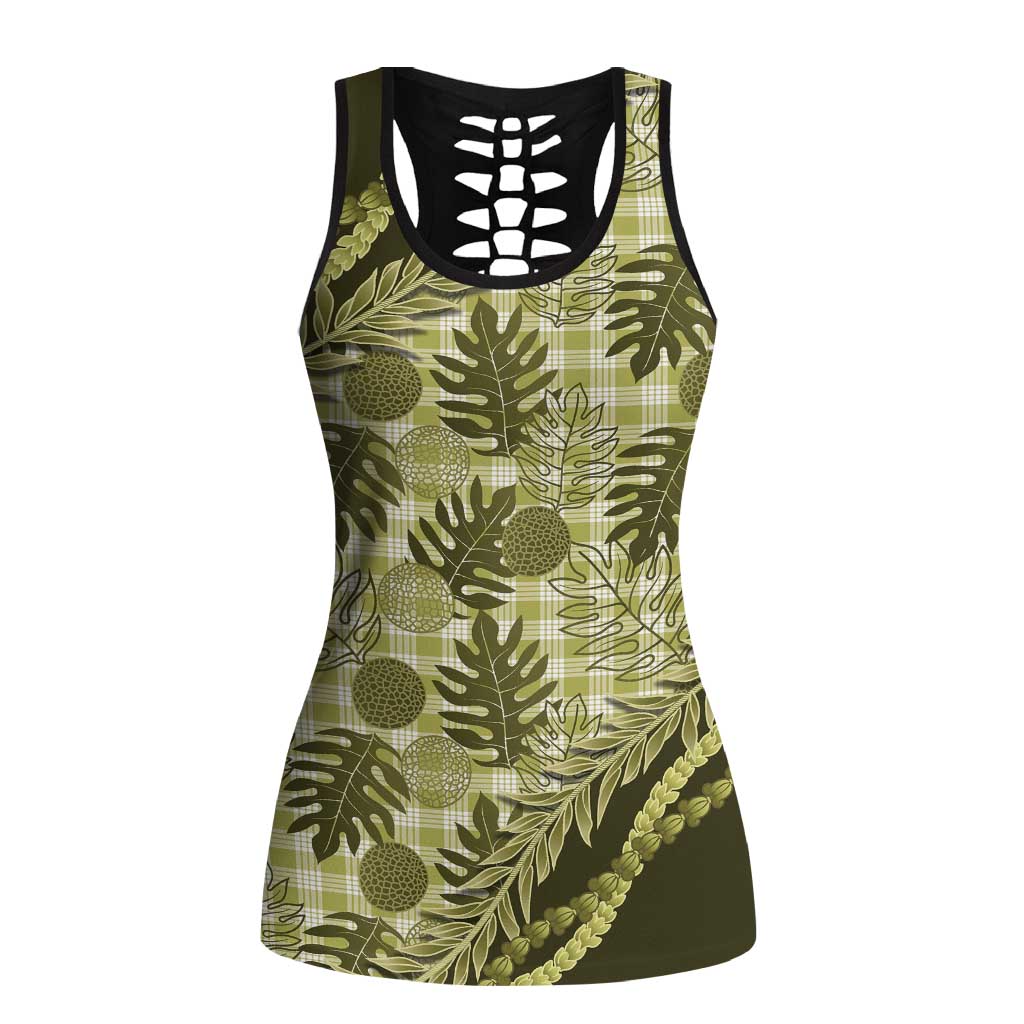 Hawaii Breadfruit Palaka Hollow Tank Top Omaomao Maile Lei - Polynesian Pride