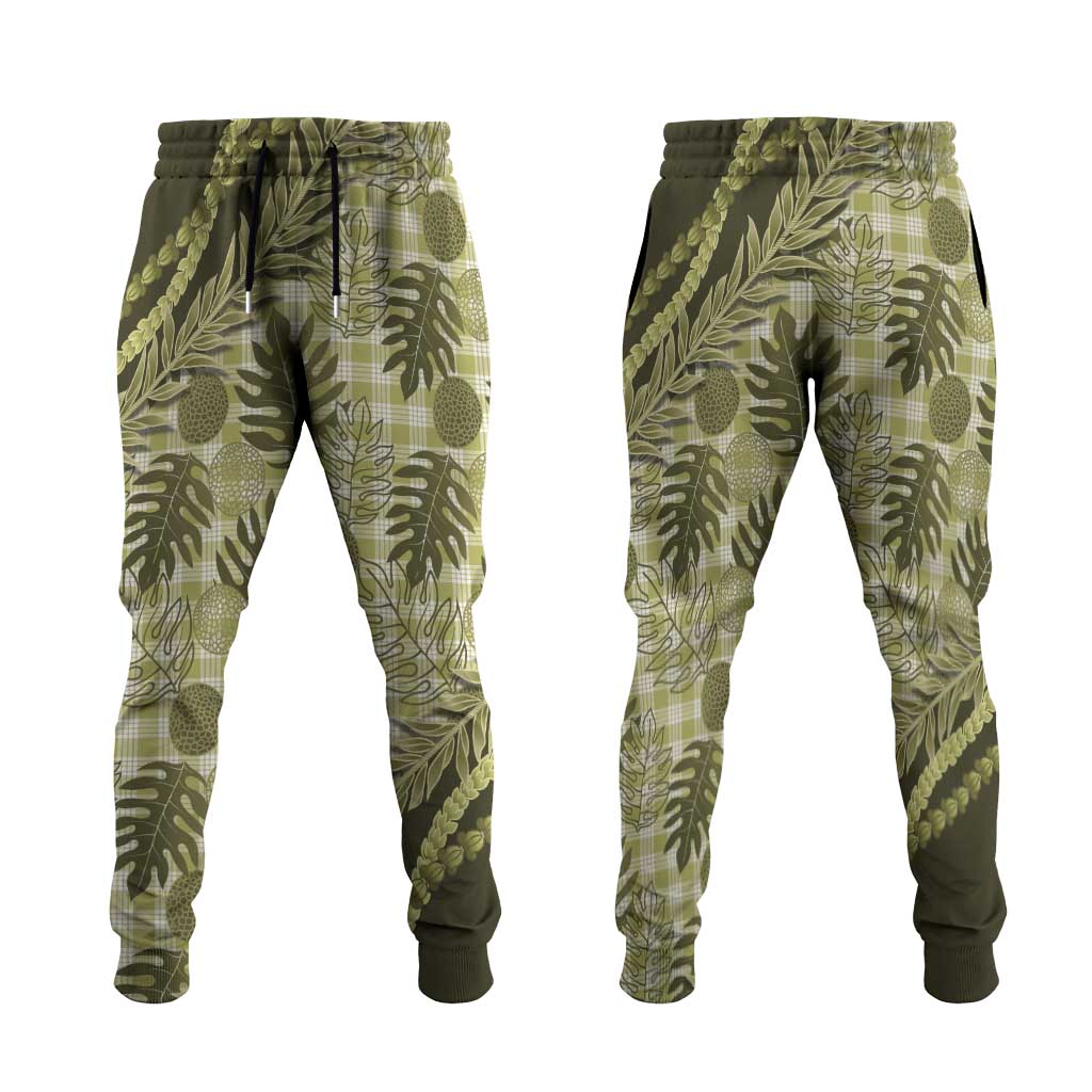 Hawaii Breadfruit Palaka Jogger Pants Omaomao Maile Lei - Polynesian Pride