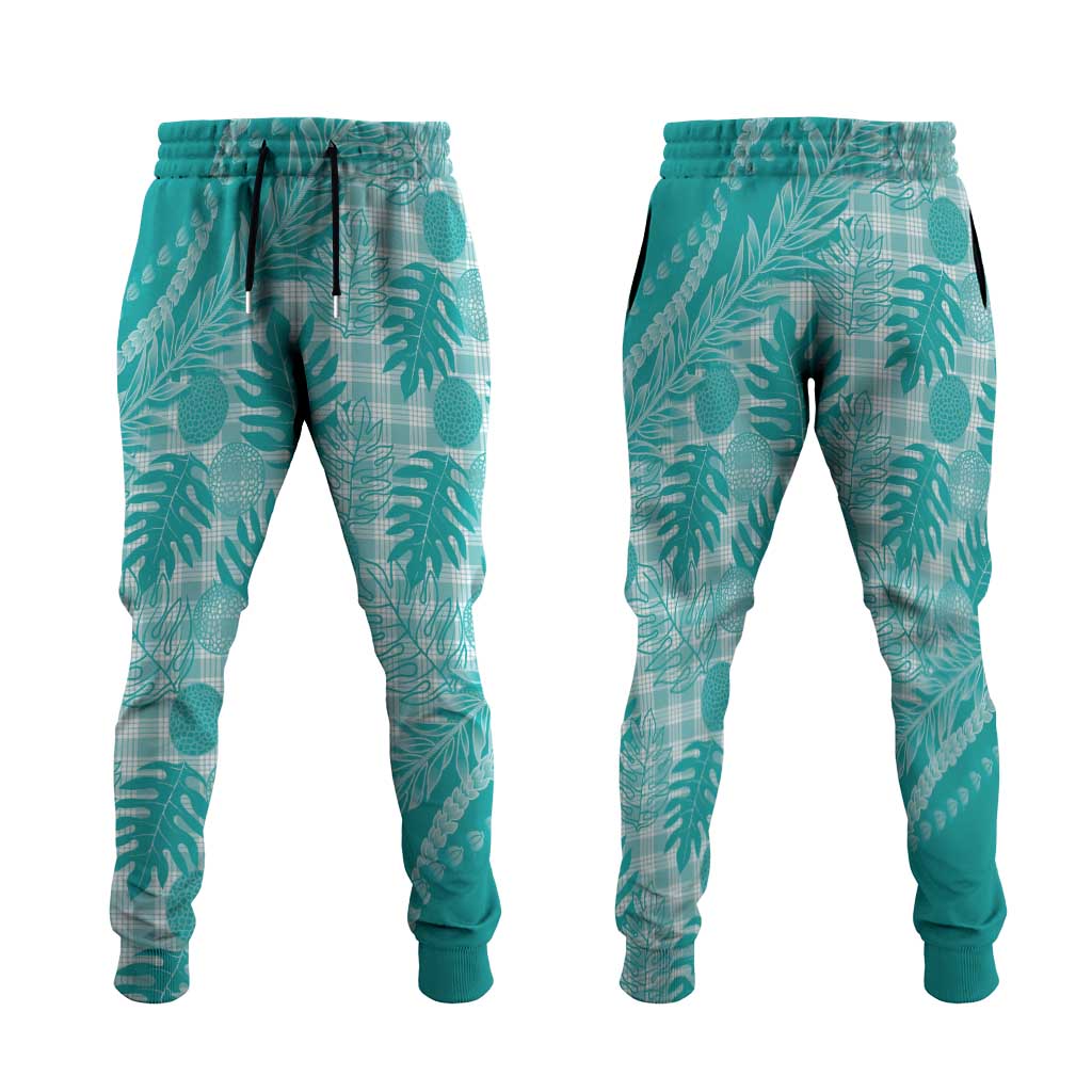 Hawaii Breadfruit Palaka Jogger Pants Polu Opal Maile Lei - Polynesian Pride