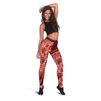 Hawaii Breadfruit Palaka Leggings Ulaula Maile Lei - Polynesian Pride