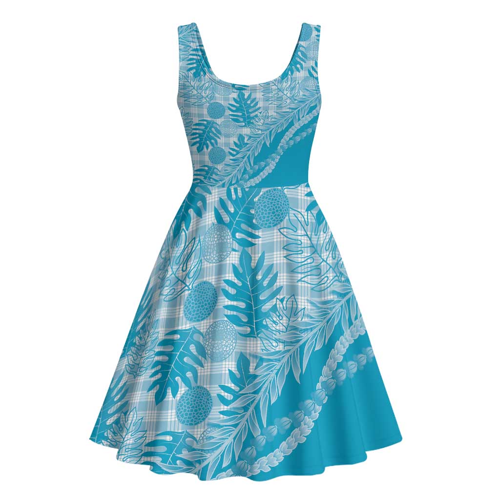 Hawaii Breadfruit Palaka Midi Dress Polu Maile Lei - Polynesian Pride