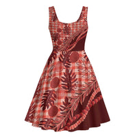 Hawaii Breadfruit Palaka Midi Dress Ulaula Maile Lei - Polynesian Pride