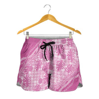 Hawaii Breadfruit Palaka Shorts for Women Omaomao Ulaula Maile Lei - Polynesian Pride