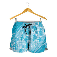 Hawaii Breadfruit Palaka Shorts for Women Polu Maile Lei - Polynesian Pride