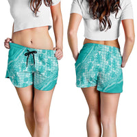 Hawaii Breadfruit Palaka Shorts for Women Polu Opal Maile Lei - Polynesian Pride