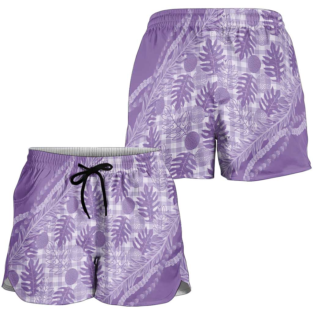 Hawaii Breadfruit Palaka Shorts for Women Poni Maile Lei - Polynesian Pride