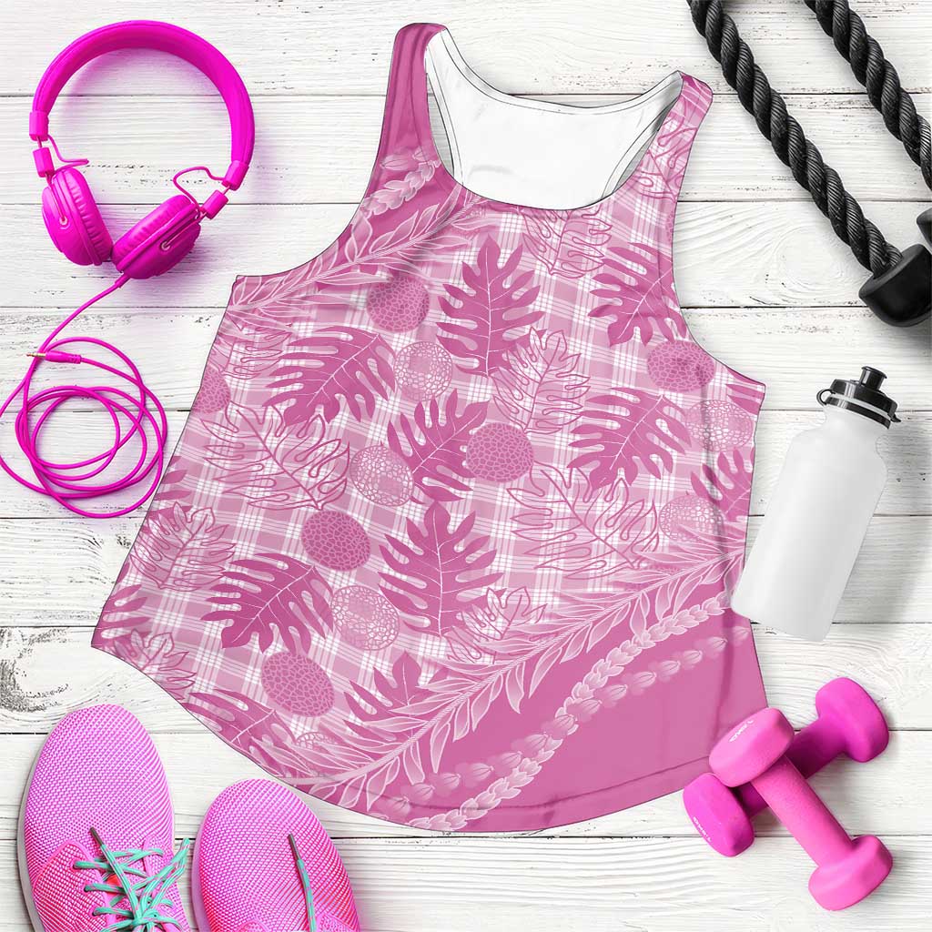Hawaii Breadfruit Palaka Women Racerback Tank Omaomao Ulaula Maile Lei - Polynesian Pride