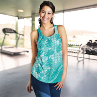 Hawaii Breadfruit Palaka Women Racerback Tank Polu Opal Maile Lei - Polynesian Pride