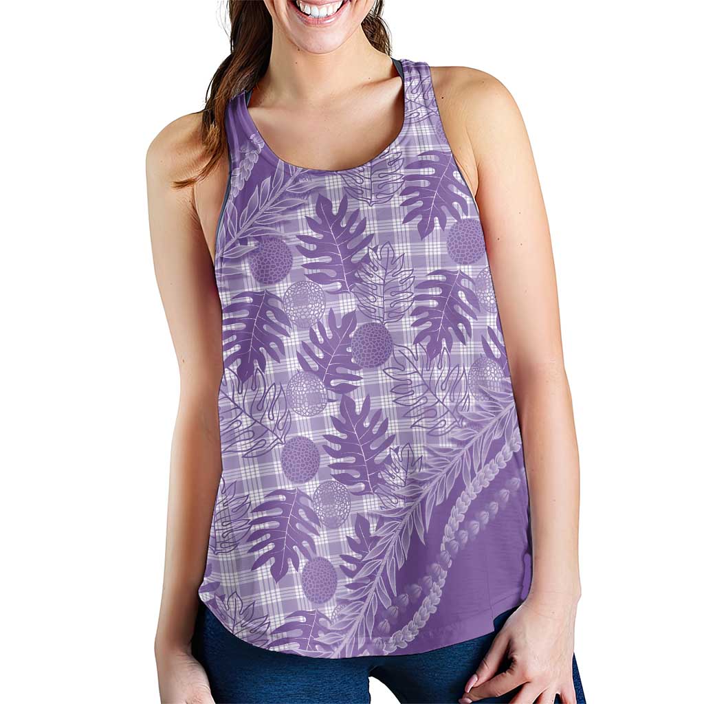 Hawaii Breadfruit Palaka Women Racerback Tank Poni Maile Lei - Polynesian Pride