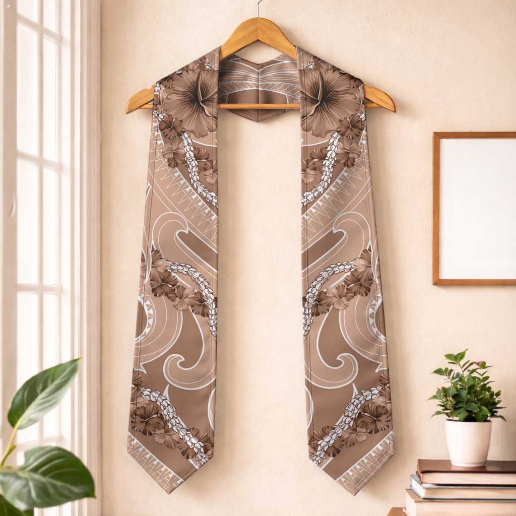 Hawaii Brown Hibiscus Pikake Lei Graduation Stole