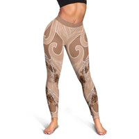 Hawaii Brown Hibiscus Pikake Lei Leggings - Polynesian Pride