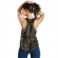 Hawaii Brown Plumeria Lei Black Women Racerback Tank Frangipani Floral Heritage Art