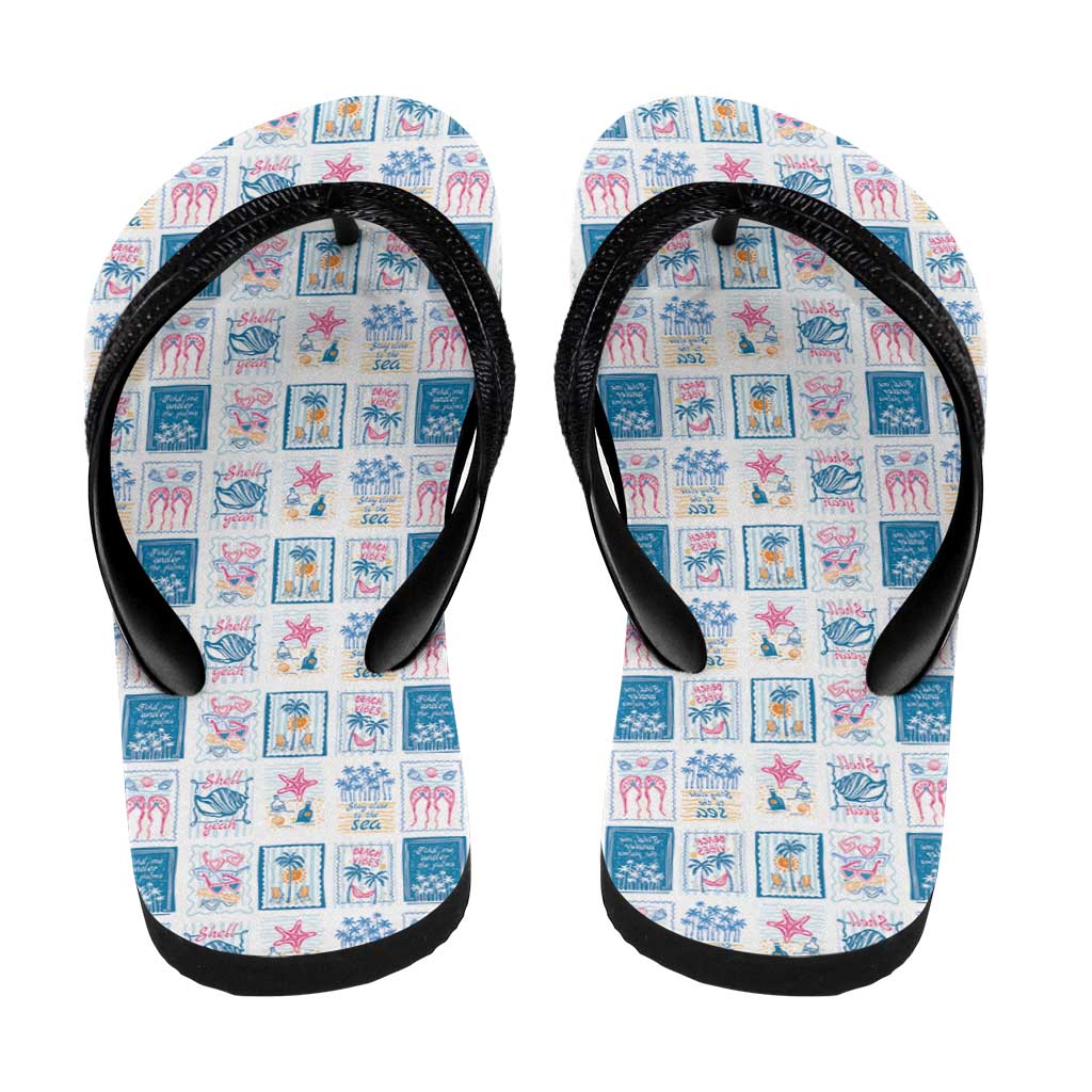 Hawaii Coastal Summer Postcard Flip Flops