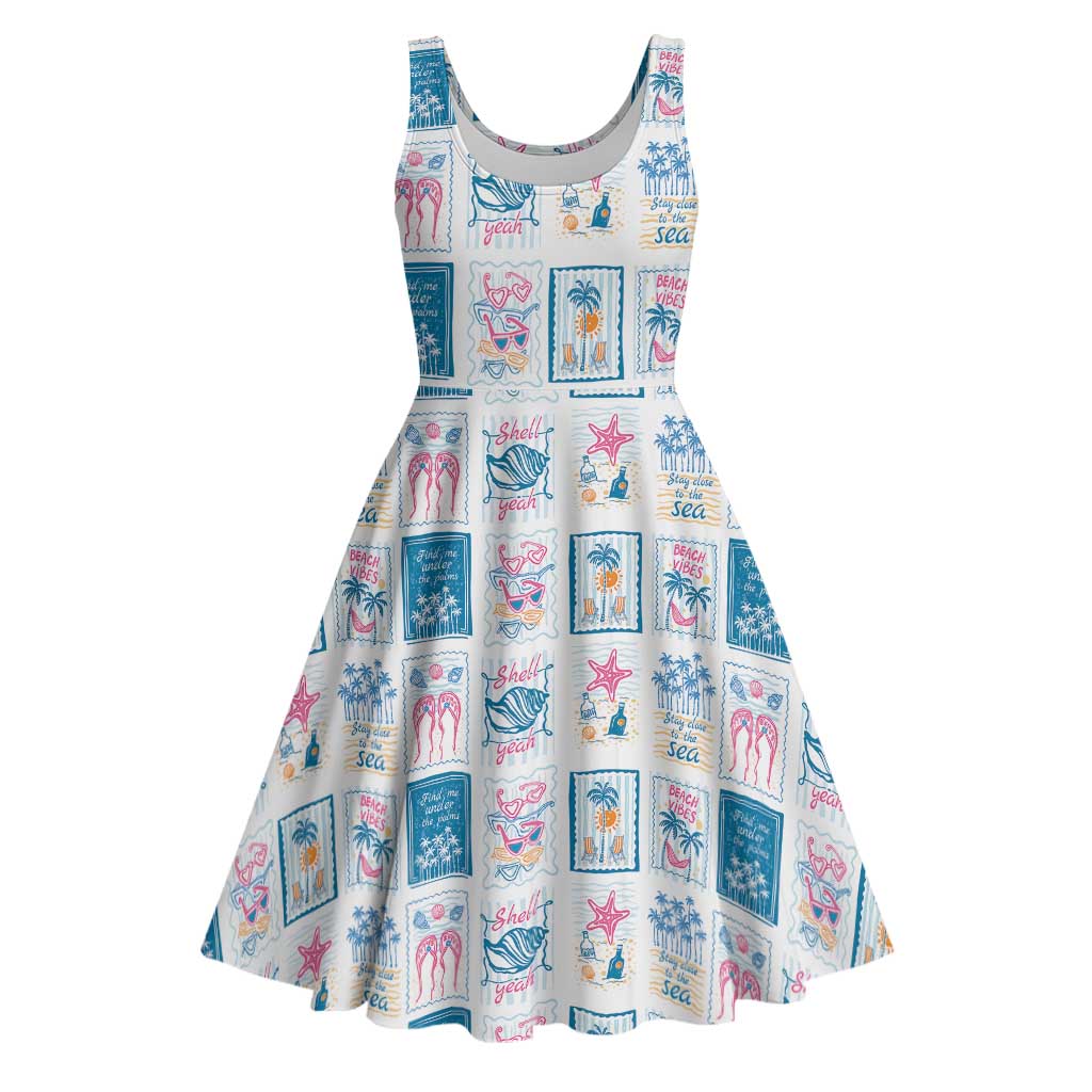 Hawaii Coastal Summer Postcard Midi Dress