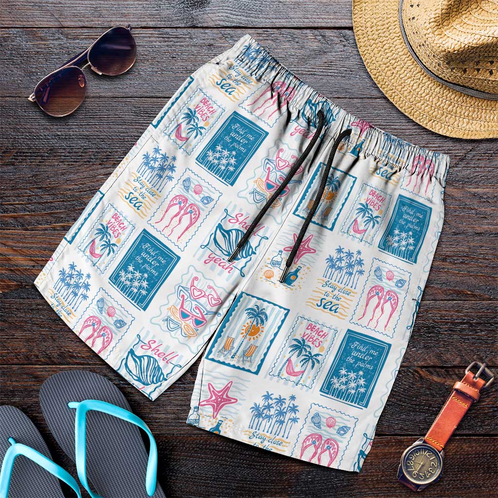 Hawaii Coastal Summer Postcard Shorts for Men