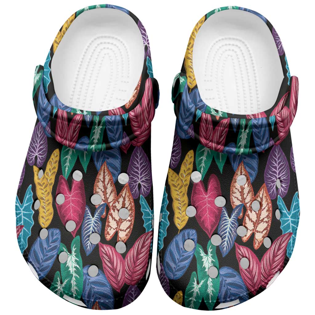 Hawaii Colorful Tropical Leaves Clogs Shoes