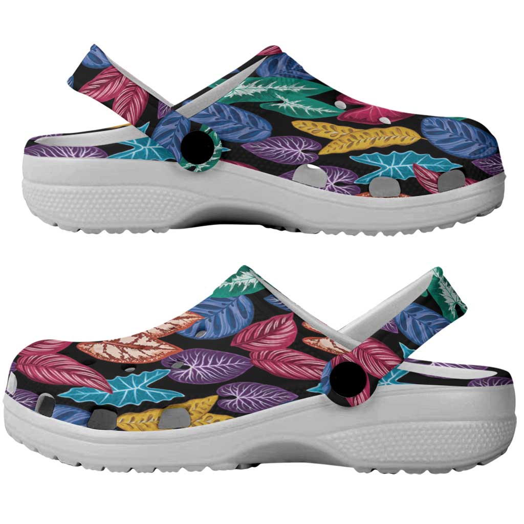 Hawaii Colorful Tropical Leaves Clogs Shoes