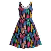 Hawaii Colorful Tropical Leaves Midi Dress