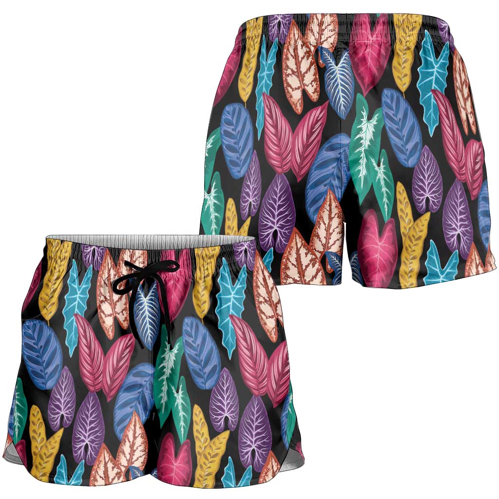 Hawaii Colorful Tropical Leaves Shorts for Women LT01 - Polynesian Pride