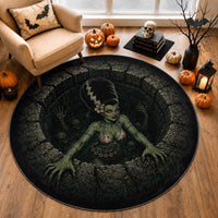 Hawaii Creppy Halloween Round Carpet Devil Hula Girl