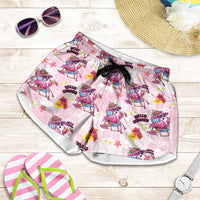 Hawaii Flamingo Hello Summer Shorts for Women Hawaiian Quilt Pattern
