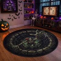 Hawaii Halloween Round Carpet Spooky Tropical Hula Zombie