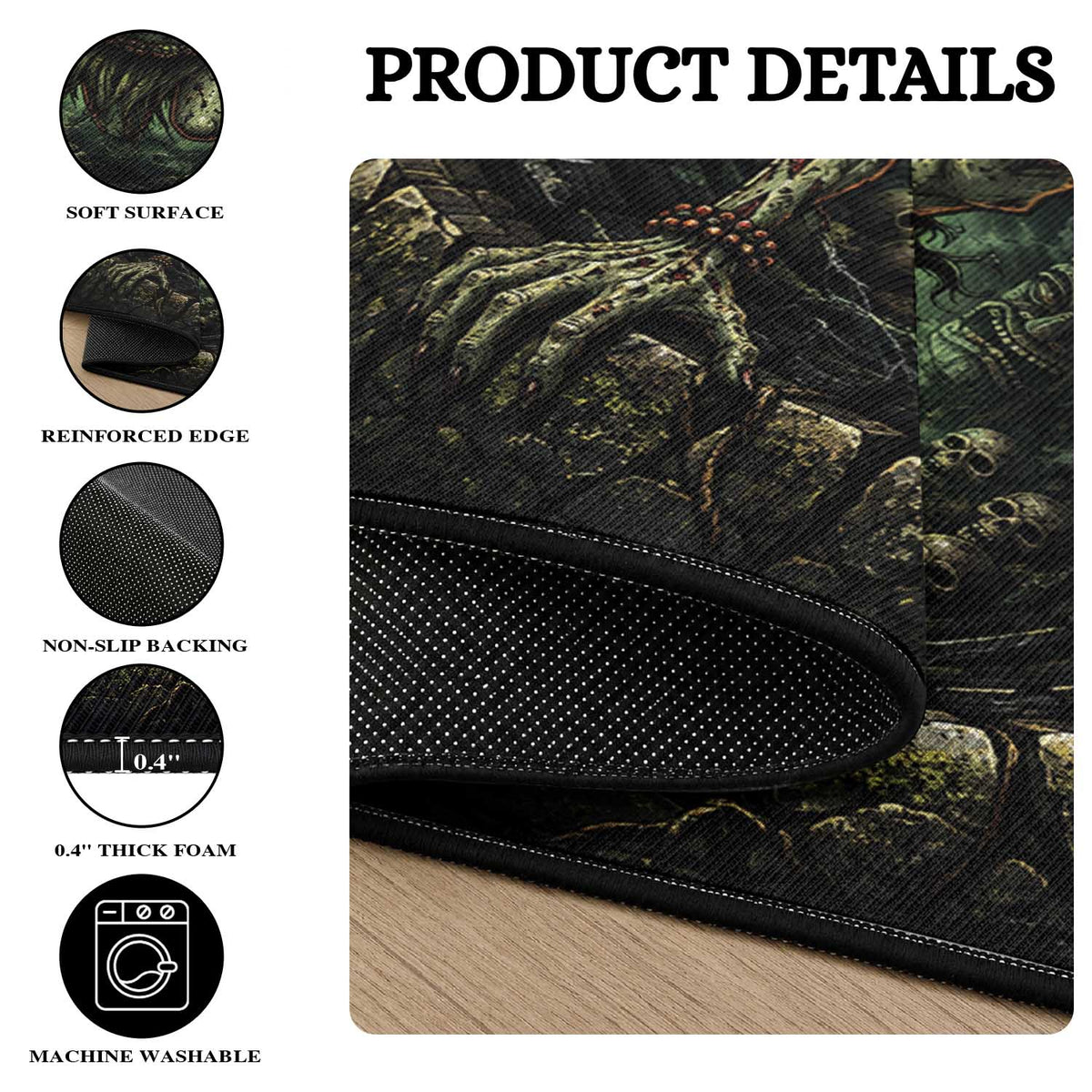 Hawaii Halloween Round Carpet Spooky Tropical Hula Zombie